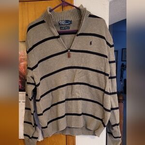 Polo by Ralph Lauren Men's Zip-Up Sweater in Gray and Black